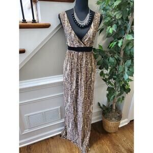 Zealous Women Multicolor Polyester Sleeveless V-Neck Causal Long Maxi Dress S